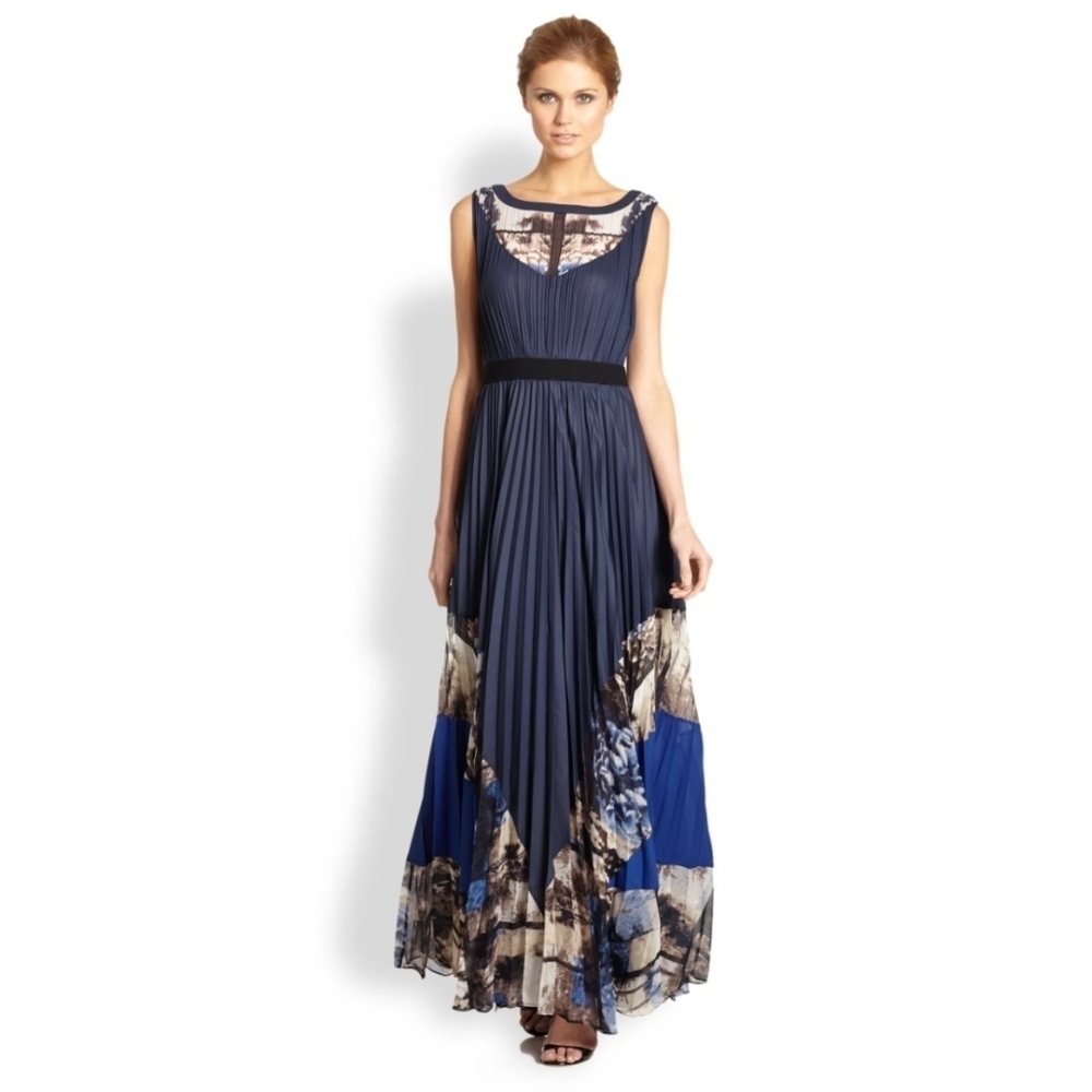 BCBGMAXAZRIA Timeless Coastal Chic Flowy Maxi Charlotte Dress, Size 2